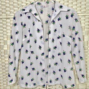 Vintage 60s Bradley Shacket Womens Large Floral Knit Top.
